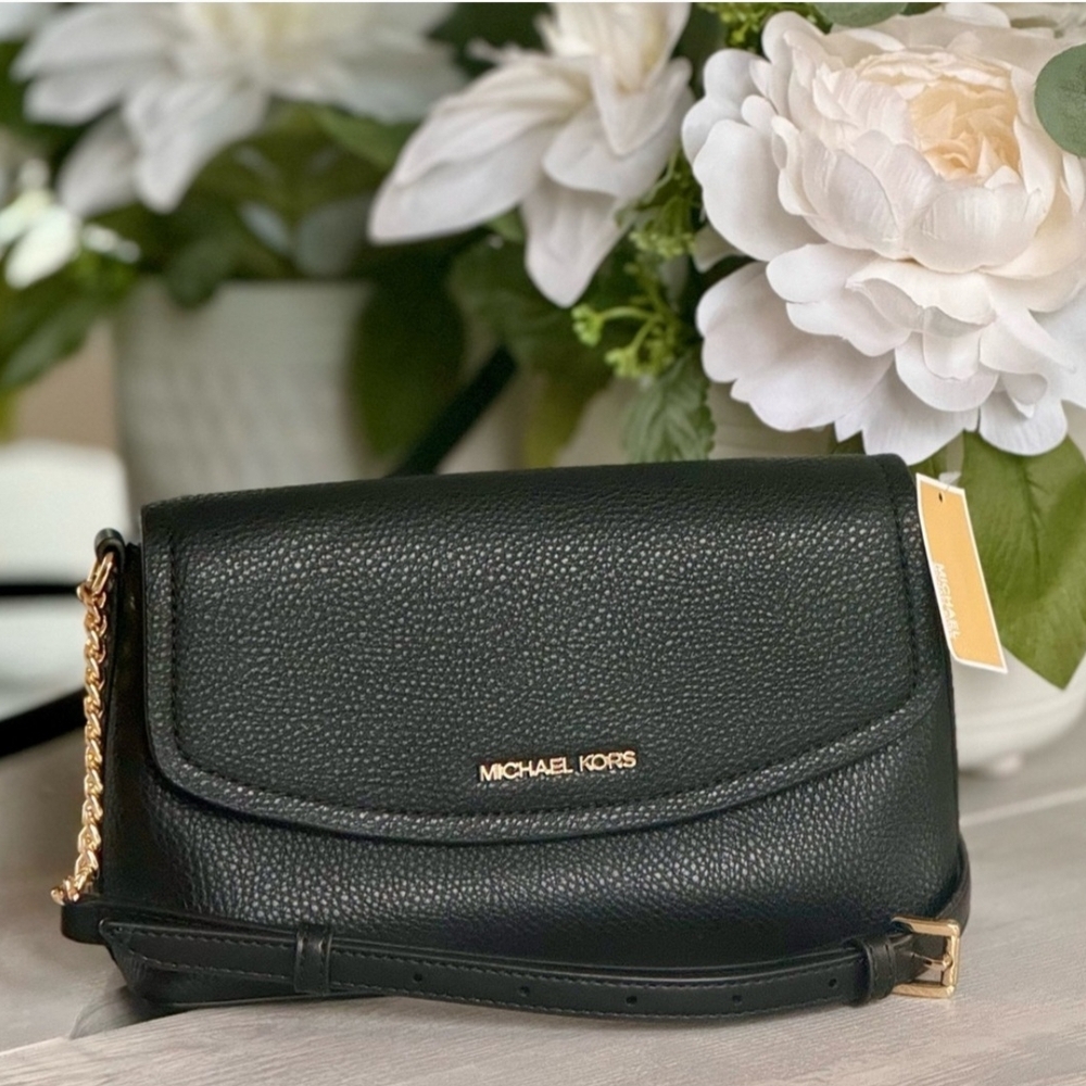 🆕️ Michael Kors Black Pebbled Leather IDA Crossbody Bag NWT 💕